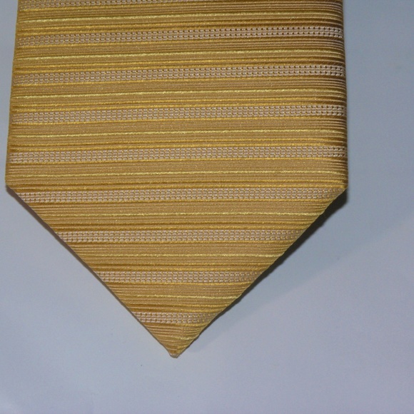 Byron Camiceria Roma Yellow Horizontal Stripe Wide Silk Tie - Picture 2 of 5